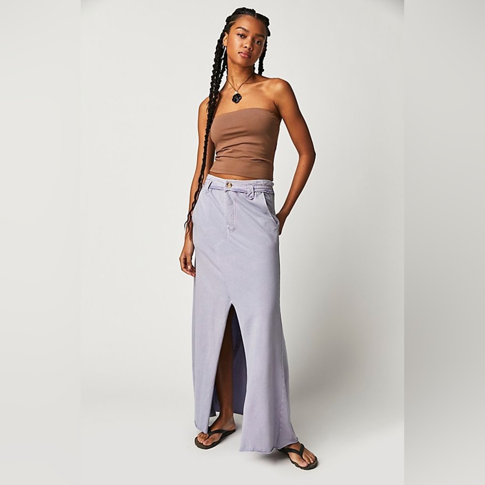 FREE PEOPLE FP ONE KONA MAXI LONG SKIRT    Style No. 78752268; Lavender Blue - Picture 4 of 4